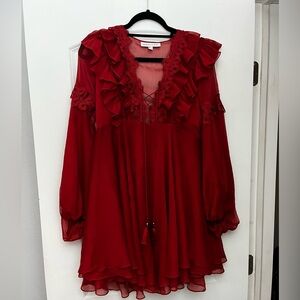 Shona Joy Catherine Dress Burnt Red Boho Mini